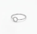 Open Circle Ring – 925 Sterling Silver Halo Ring with Pavé Cutout Circle