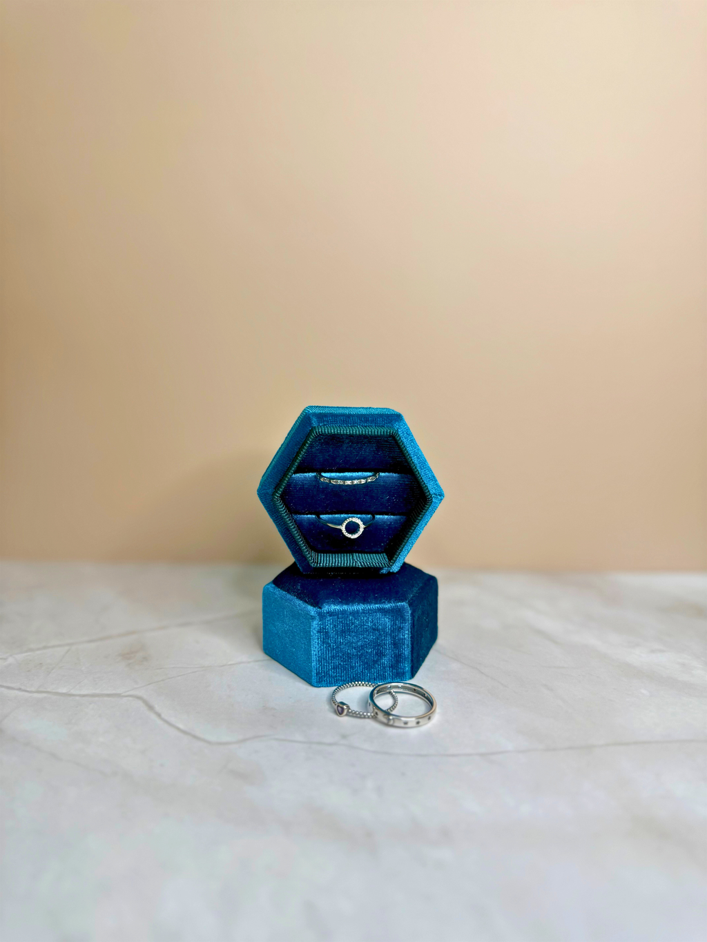 Hexagon Velvet Ring Box – Multi-Color Jewelry Gift Box