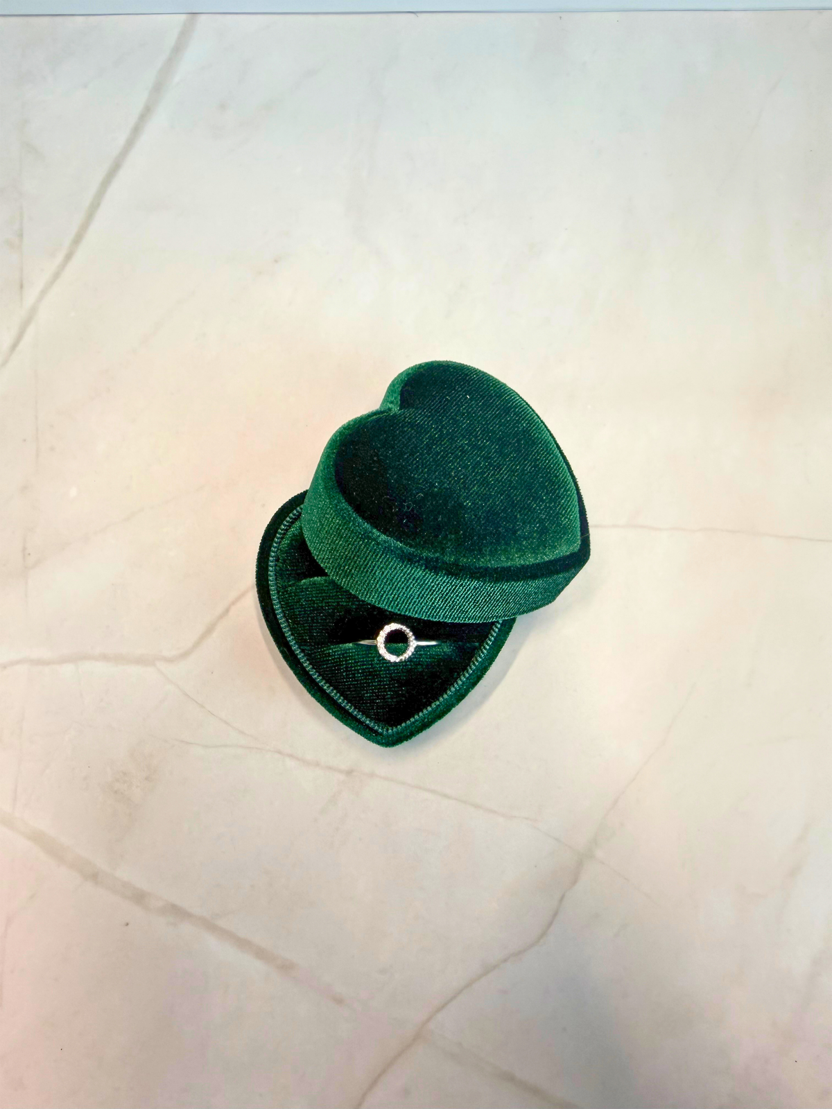 Heart-Shaped Velvet Ring Box – Blush Pink or Forest Green Jewelry Gift Box