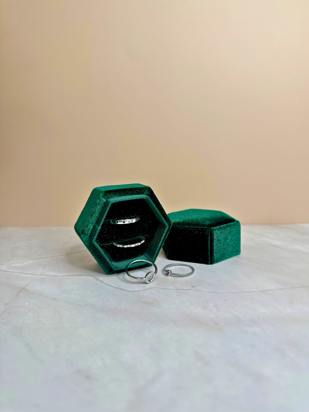 Hexagon Velvet Ring Box – Multi-Color Jewelry Gift Box