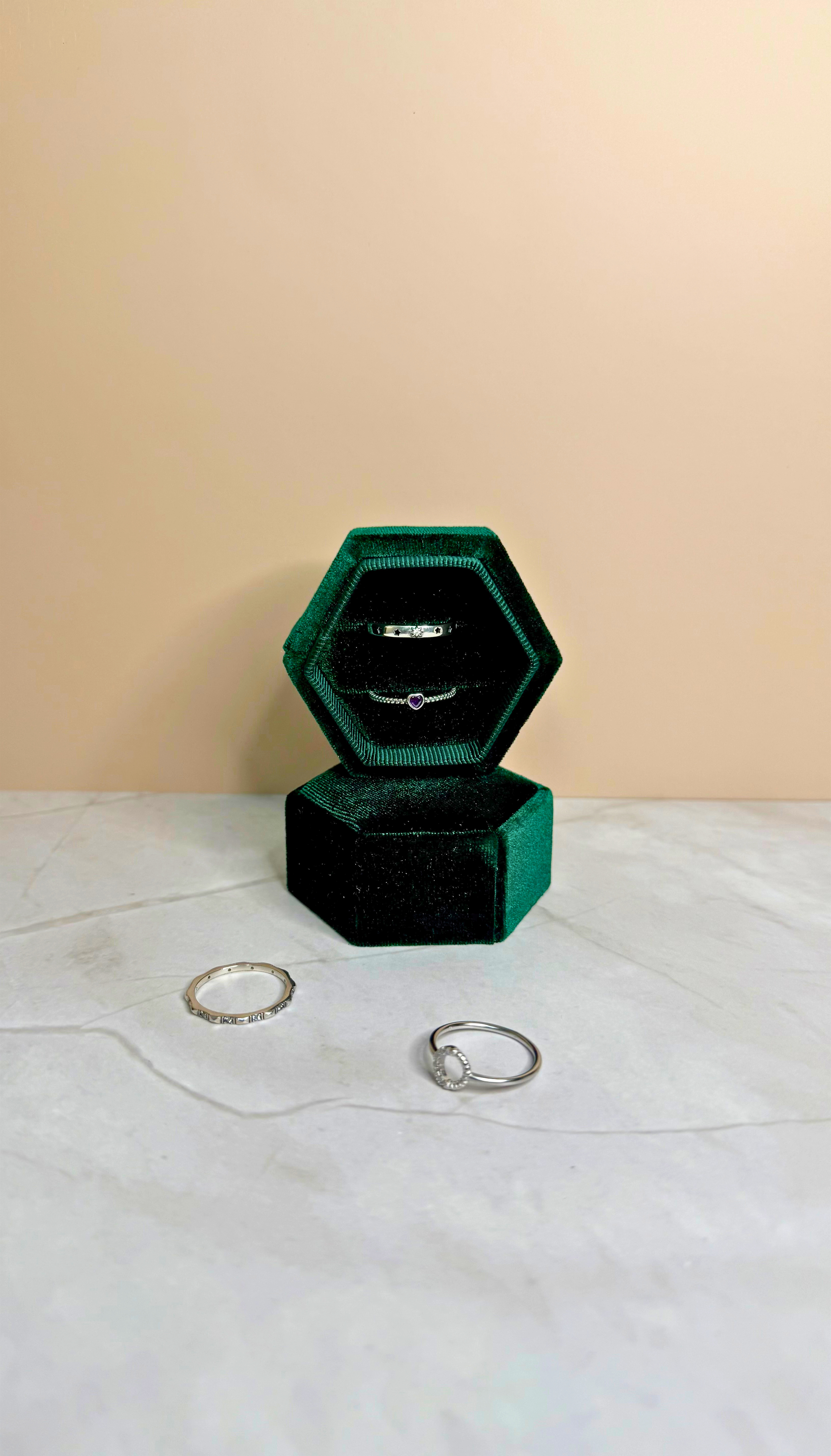Hexagon Velvet Ring Box – Multi-Color Jewelry Gift Box