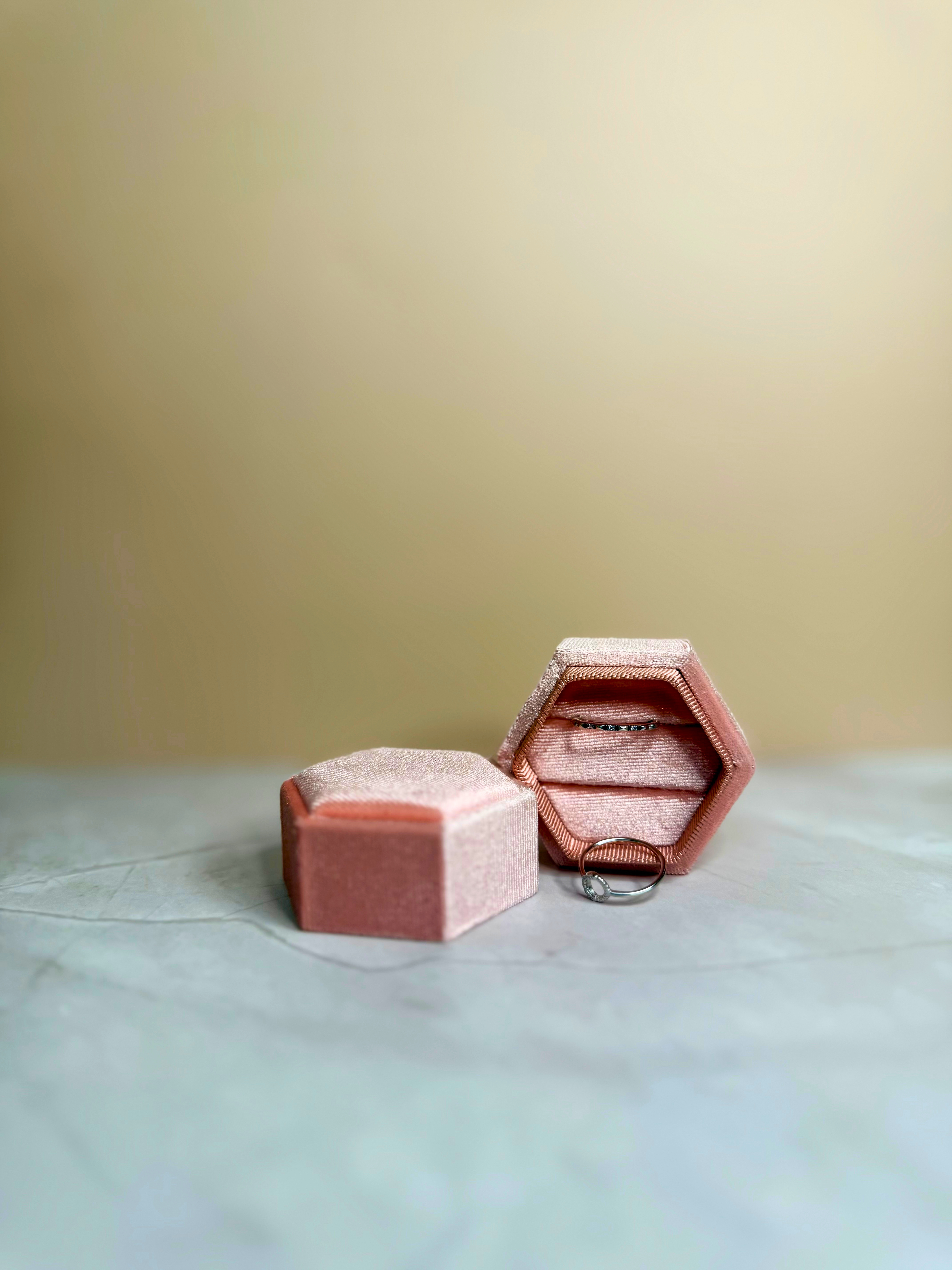 Hexagon Velvet Ring Box – Multi-Color Jewelry Gift Box