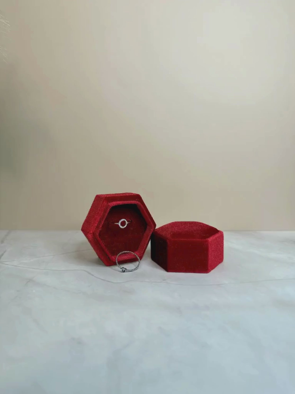 Hexagon Velvet Ring Box – Multi-Color Jewelry Gift Box
