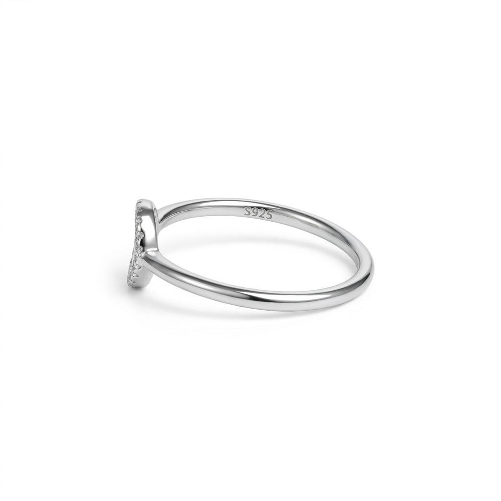Open Circle Ring – 925 Sterling Silver Halo Ring with Pavé Cutout Circle