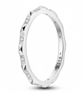 Geometric Pyramid Eternity Band – Sterling Silver Ring with White Zircon,